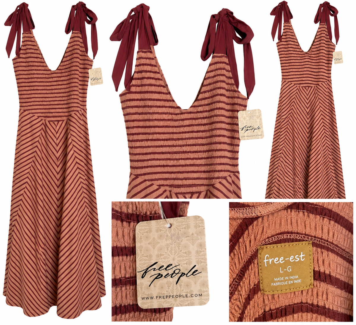 Free People free-est Cecelia Midi Dress – Burnt Henna Combo | Large