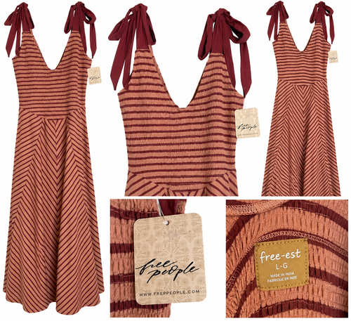 Free People free-est Cecelia Midi Dress – Burnt Henna Combo | Large