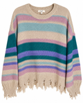 Easel Los Angeles NWT Distressed Multicolor Striped Sweater Size Medium