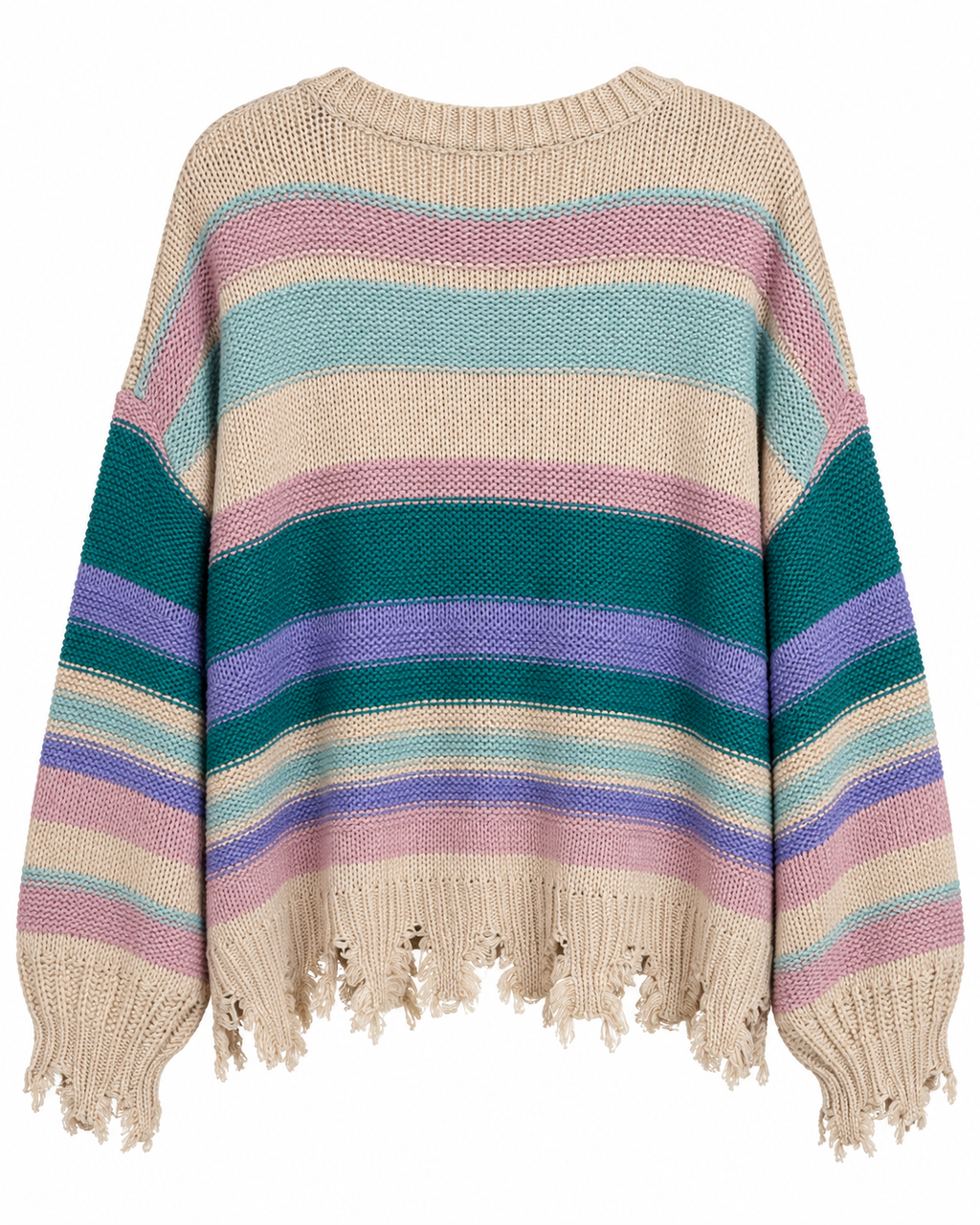 Easel Los Angeles NWT Distressed Multicolor Striped Sweater Size Medium
